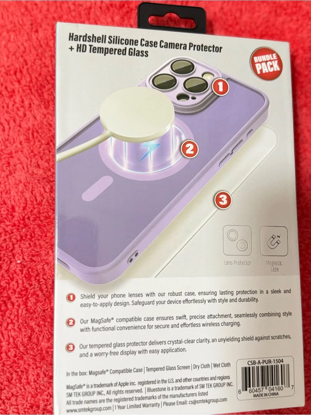 Purple Hardshell Silicone Phone Case with Camera Protector